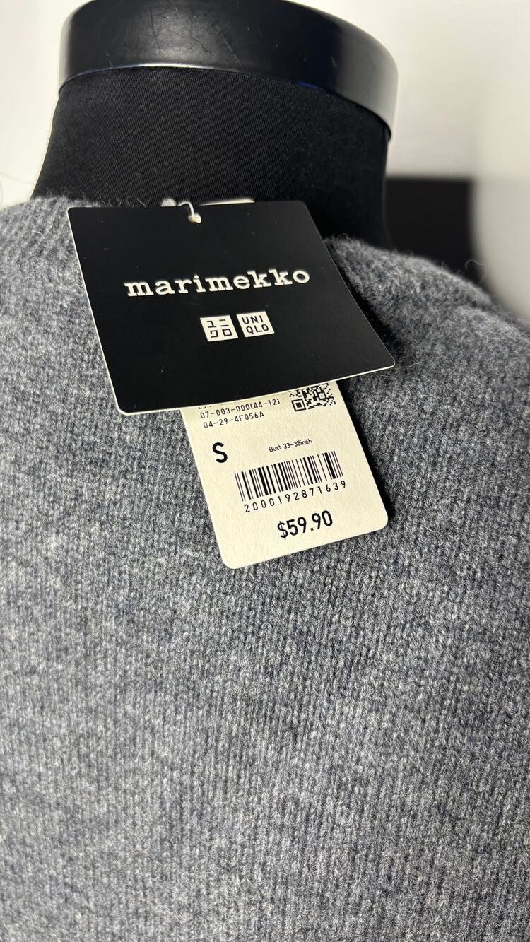 NEW Marimekko for Uniqlo 2025 Lambswool Mini Skirt Grey Soft Womens Small
